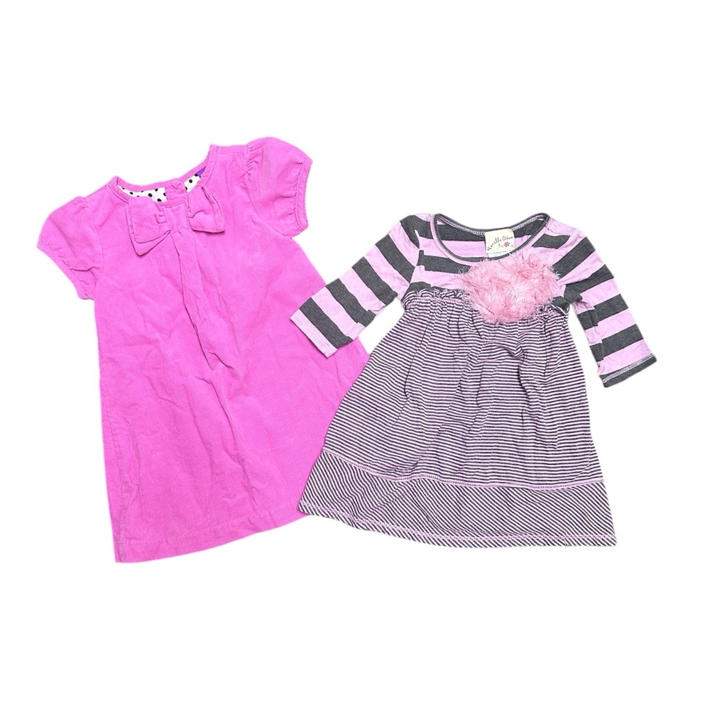 Set of 2 size 3T dresses Pink and Gray Embellished and pink corduroy dress